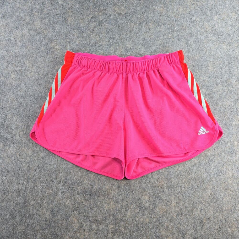 ADIDAS Women's Climalite Running Shorts Size L Pink Orange 3" Inseam Athletic
